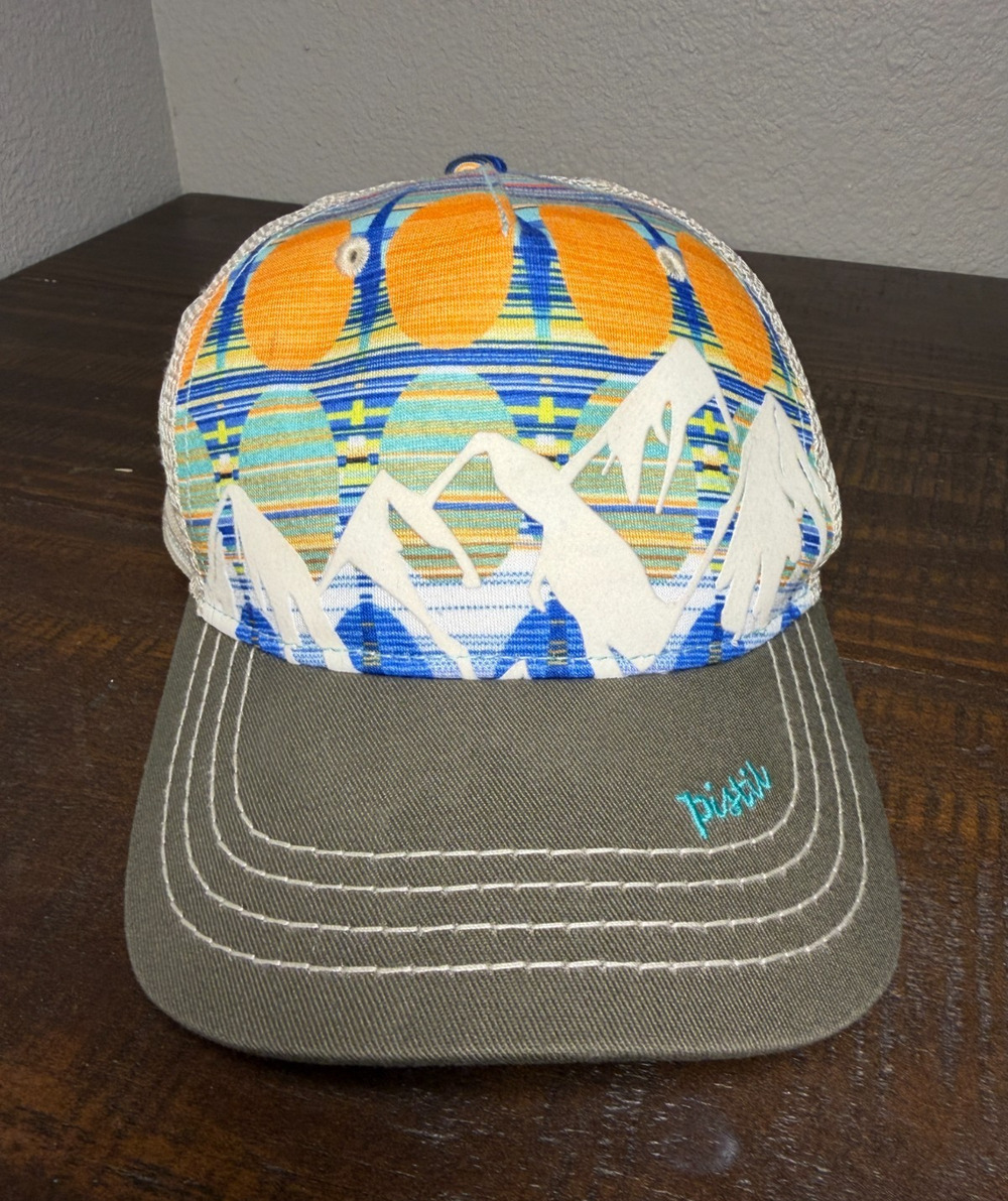 Pistil McKinley Mountains Womens Trucker Hat Snapback Multicolor Cap Mesh